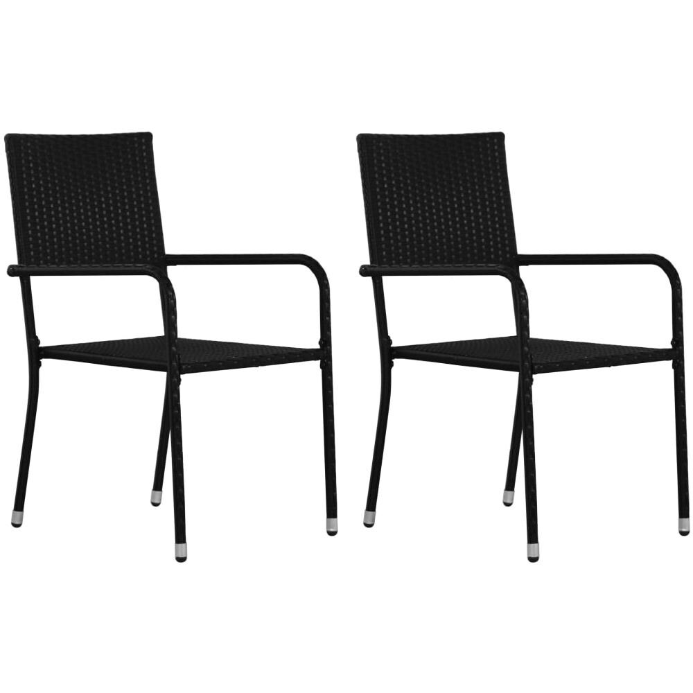 Set da Pranzo Giardino 3 pz Polyrattan e Massello Acacia Nero - Foto 2