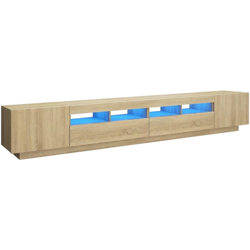 Mobile Porta TV con Luci LED Rovere Sonoma 260x35x40 cm - Foto 2