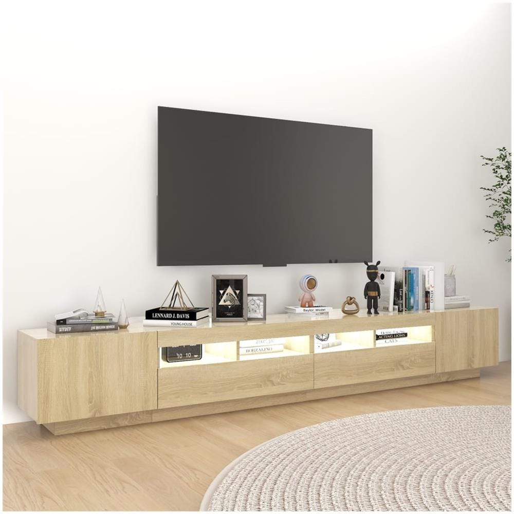 Mobile Porta TV con Luci LED Rovere Sonoma 260x35x40 cm - Foto 3
