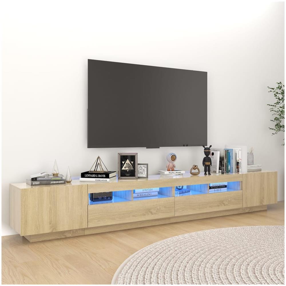 Mobile Porta TV con Luci LED Rovere Sonoma 260x35x40 cm - Foto 1