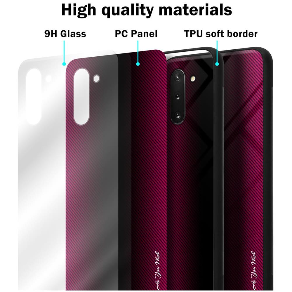 Custodia Compatibile Con Samsung Galaxy Note 10 - Ottica A Strisce In Cremisi Rosa - Coperchio Protettivo In Vetro Temperato E Silicone Tpu - Foto 7