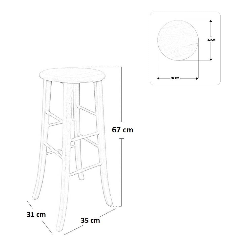Sgabello Di Legno Con Seduta Rotonda H 67 Noce Chiaro Piedi A Sciabola - Foto 2