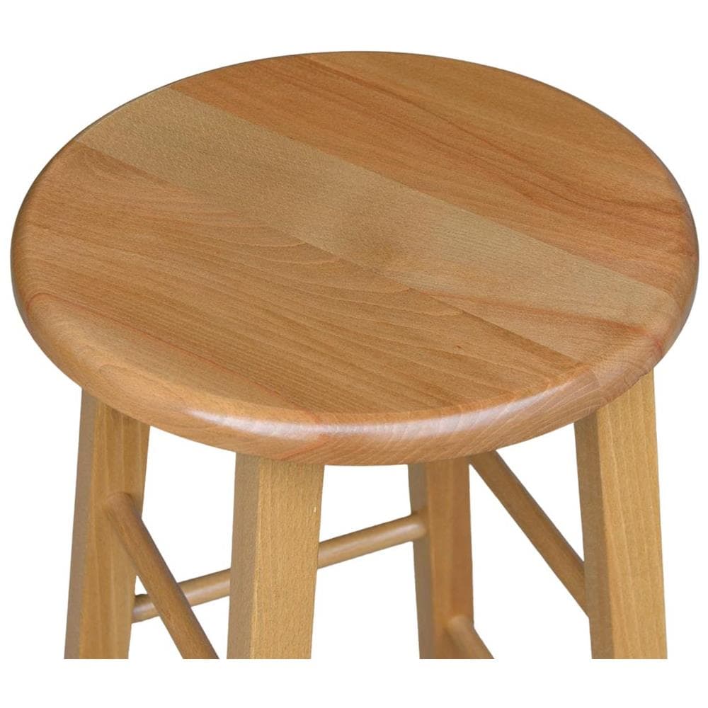 Sgabello Di Legno Con Seduta Rotonda H 67 Noce Chiaro Piedi A Sciabola - Foto 5