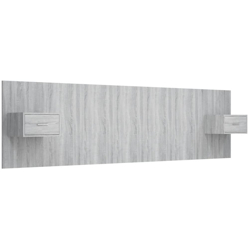 Testiera Letto con Comodini in Legno Multistrato Grigio Sonoma - Foto 2