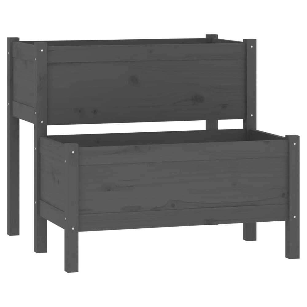 Fioriera Grigia 84,5x84x75 cm in Legno Massello di Pino - Foto 2