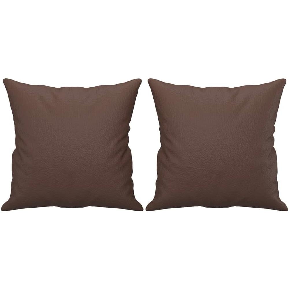 Cuscini Decorativi 2pz Marrone 40x40 Cm In Similpelle - Foto 2