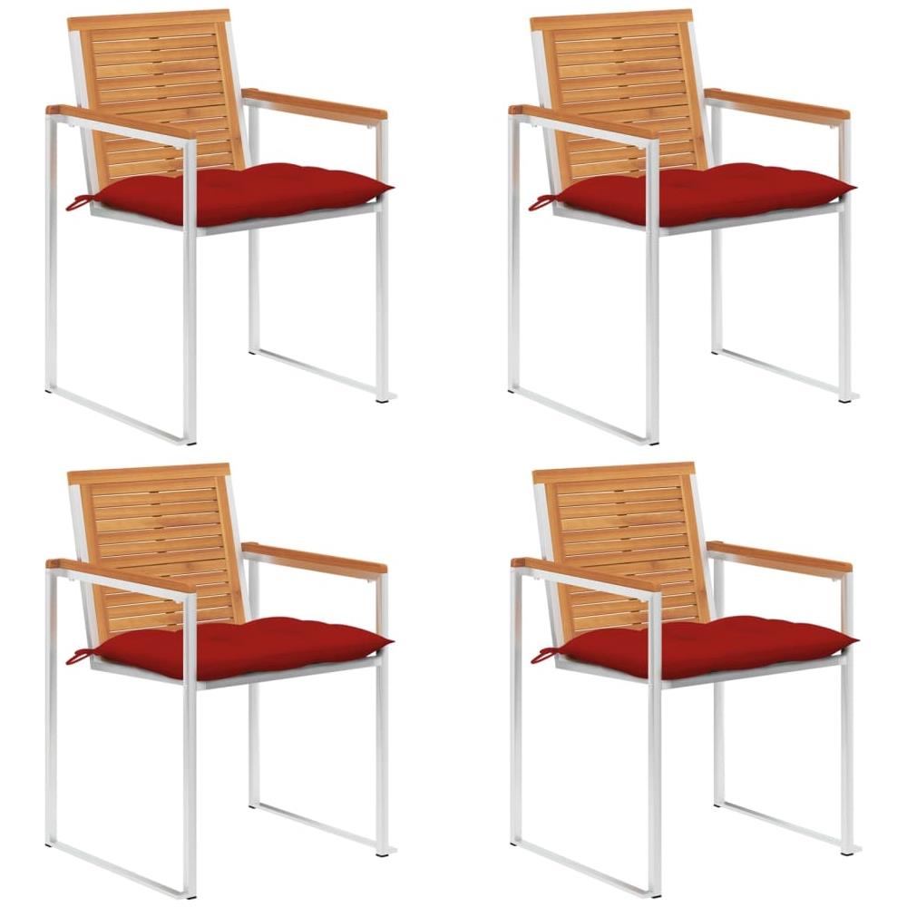 Sedie Da Giardino Con Cuscini 4 Pz In Legno Massello Di Acacia - Foto 1