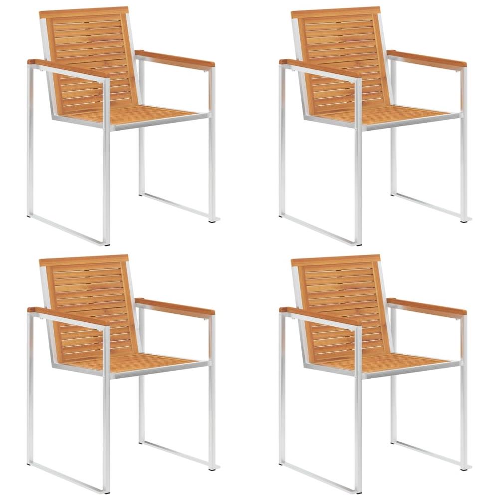 Sedie Da Giardino Con Cuscini 4 Pz In Legno Massello Di Acacia - Foto 3