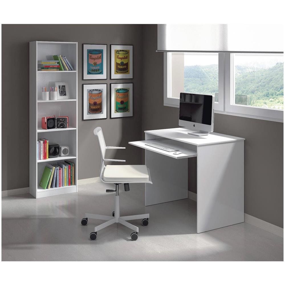 Scrivania Dayton, Scrittoio Per Ufficio Con Ripiano, Tavolo Da Studio Porta Pc Da Ufficio O Cameretta, Tavolo Da Studio, 90x54h79 Cm, Bianco - Foto 1