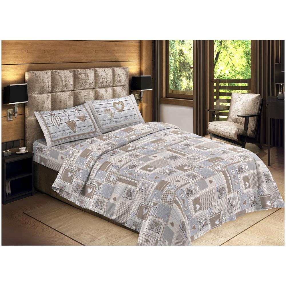 Completo Lenzuola Letto Camera In 100% Cotone Made Italy Vari Disegni Rp 1 Piazza Aprica Beige - Foto 1