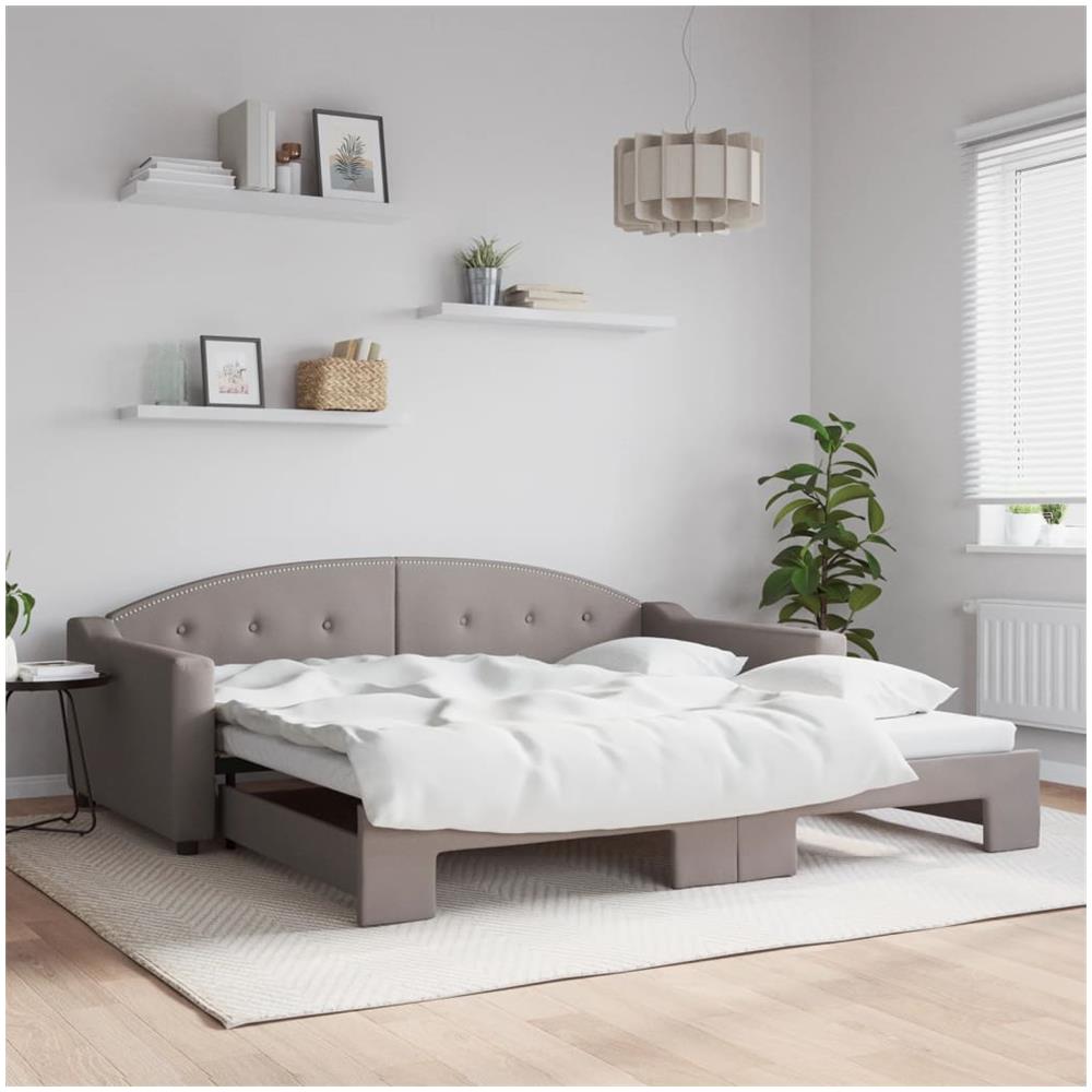 Divano Letto Con Letto Estraibile Tortora 100x200 Cm In Tessuto - Foto 1