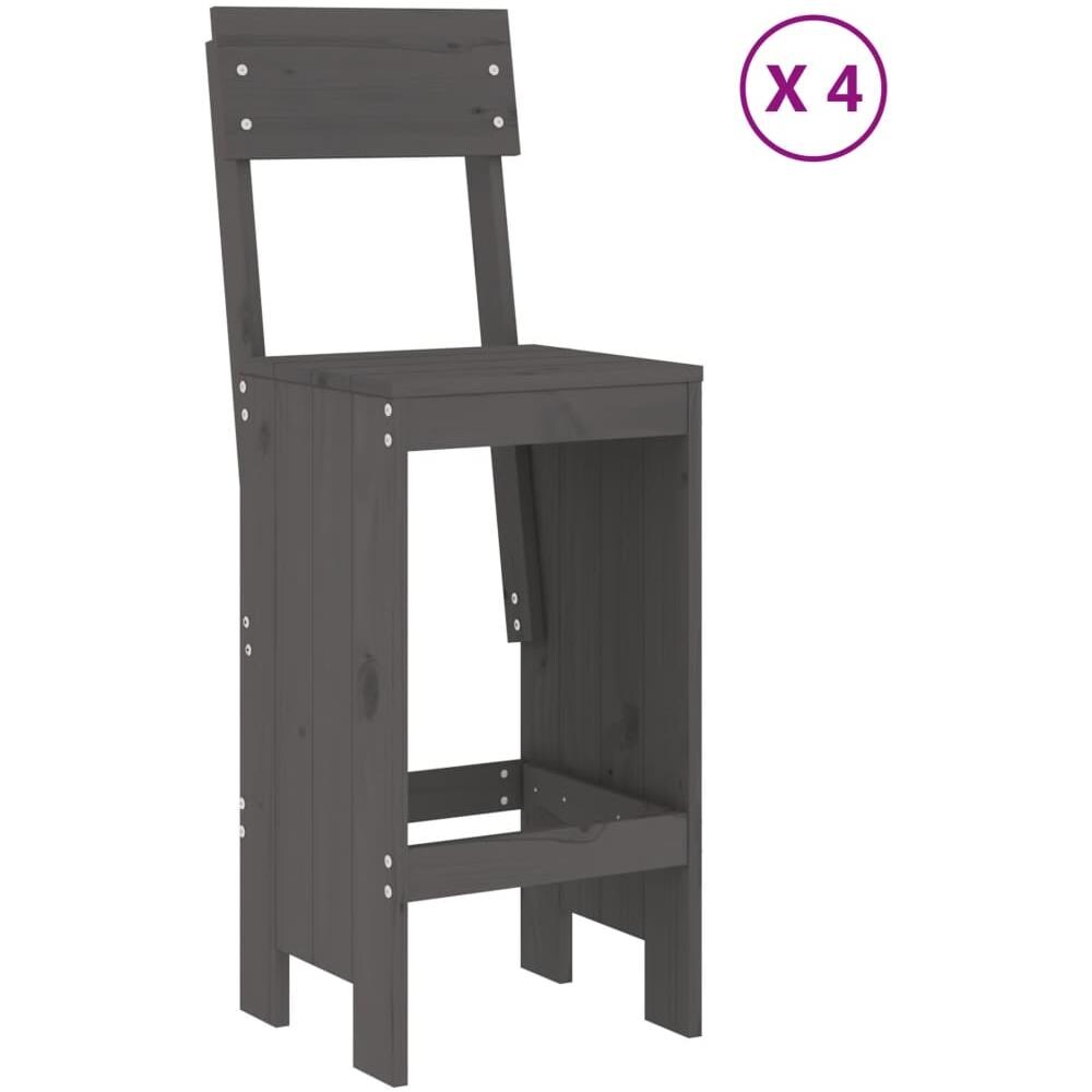 Set Bar Da Giardino 5 Pz Grigio In Legno Massello Di Pino - Foto 3