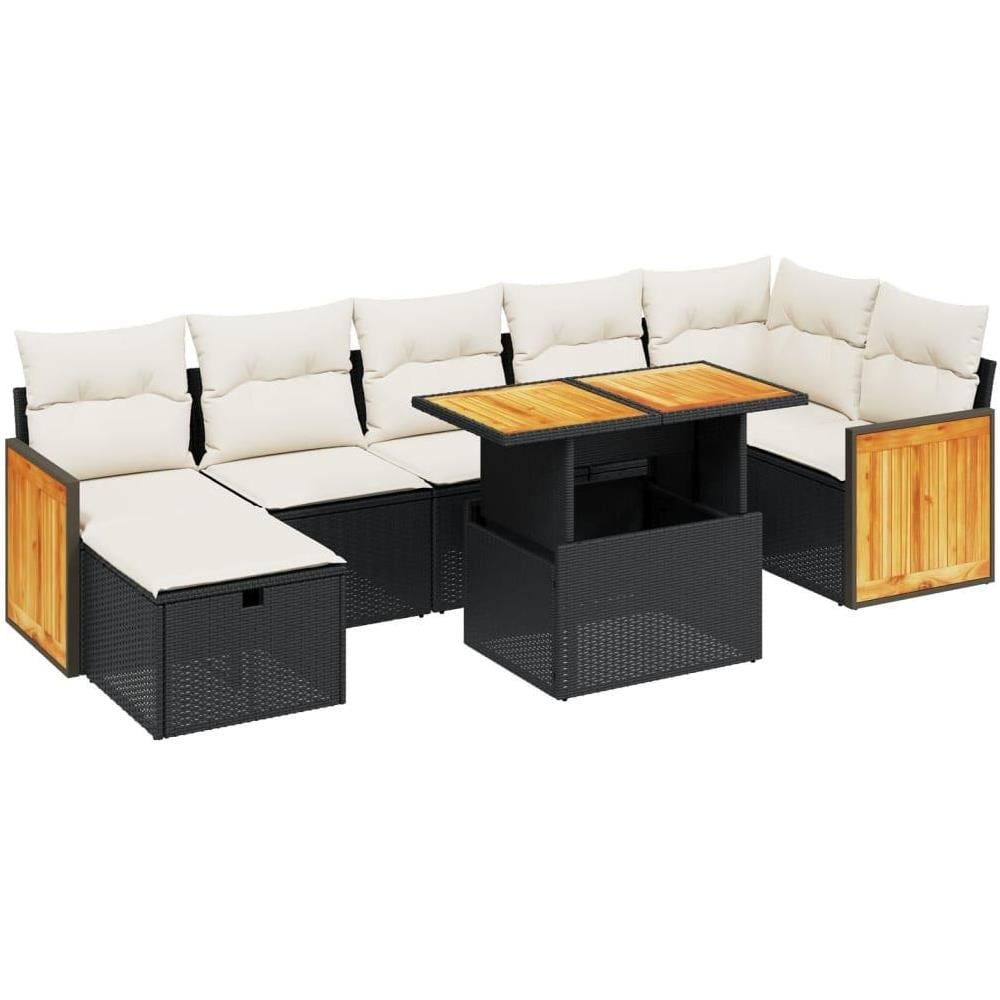 Set Divani da Giardino con Cuscini 8 pz Nero in Polyrattan - Foto 1