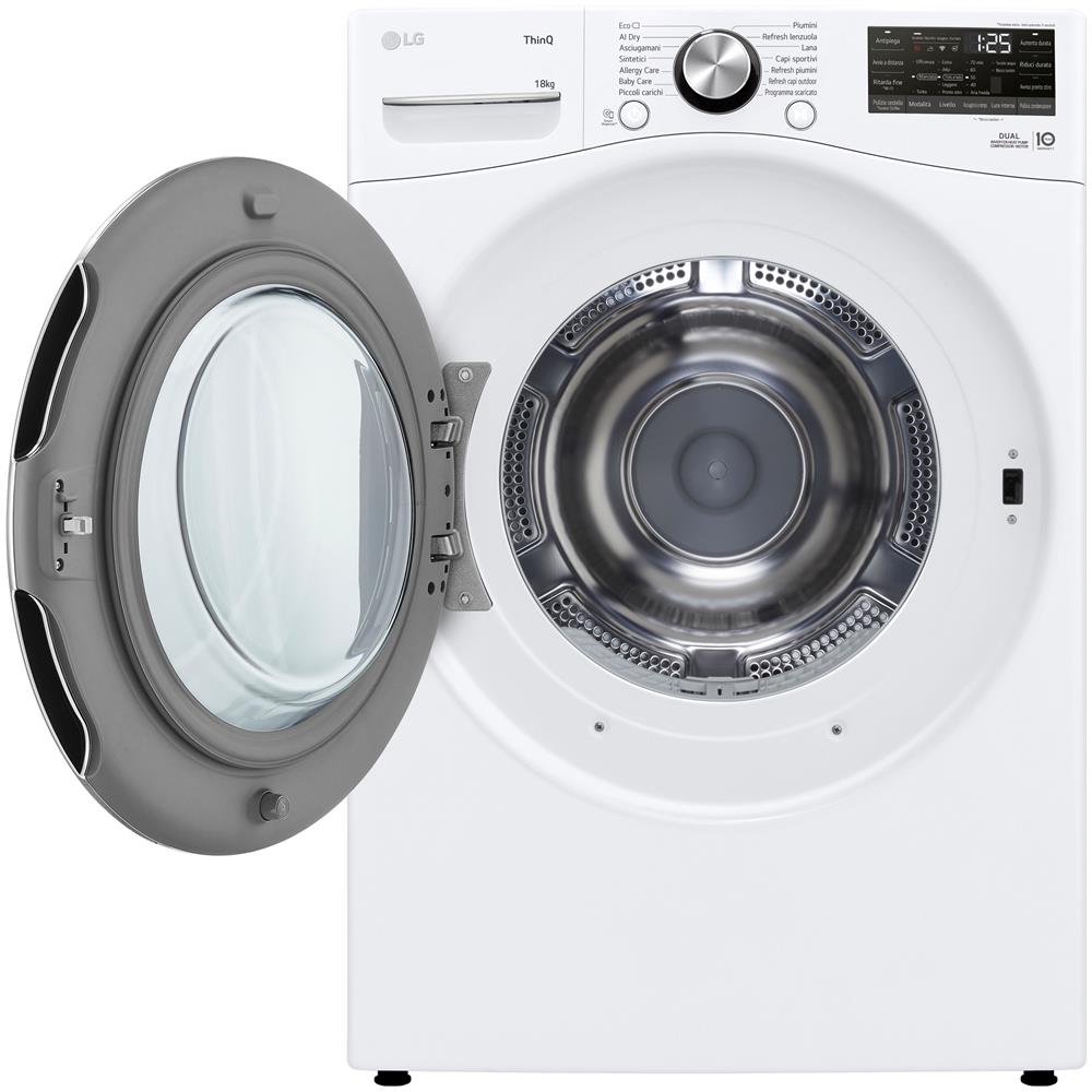 RH18U8AVCW Asciugatrice 18kg Pompa di calore DUAL Inverter Classe D, Motore Direct Drive, AI Dry, Wi-Fi, Bianca - Foto 8