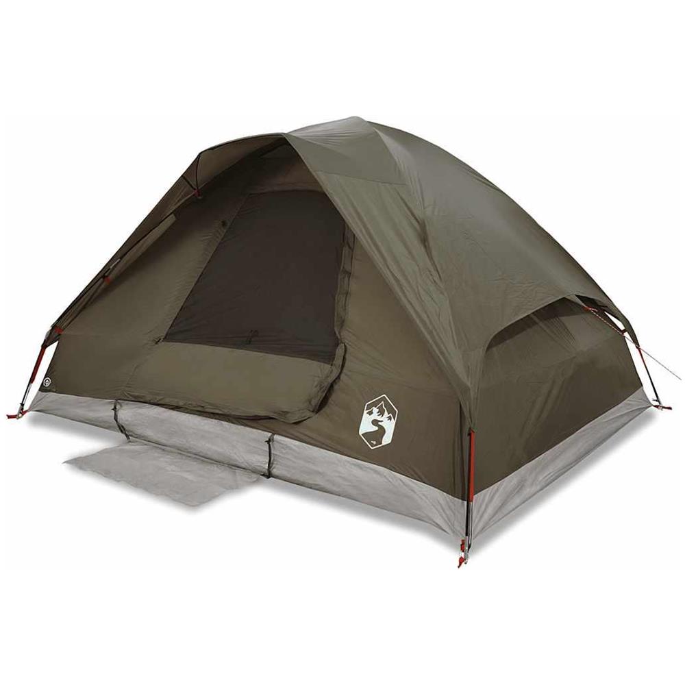Tenda da Campeggio a Cupola per 4 Persone Marrone Impermeabile - Foto 1