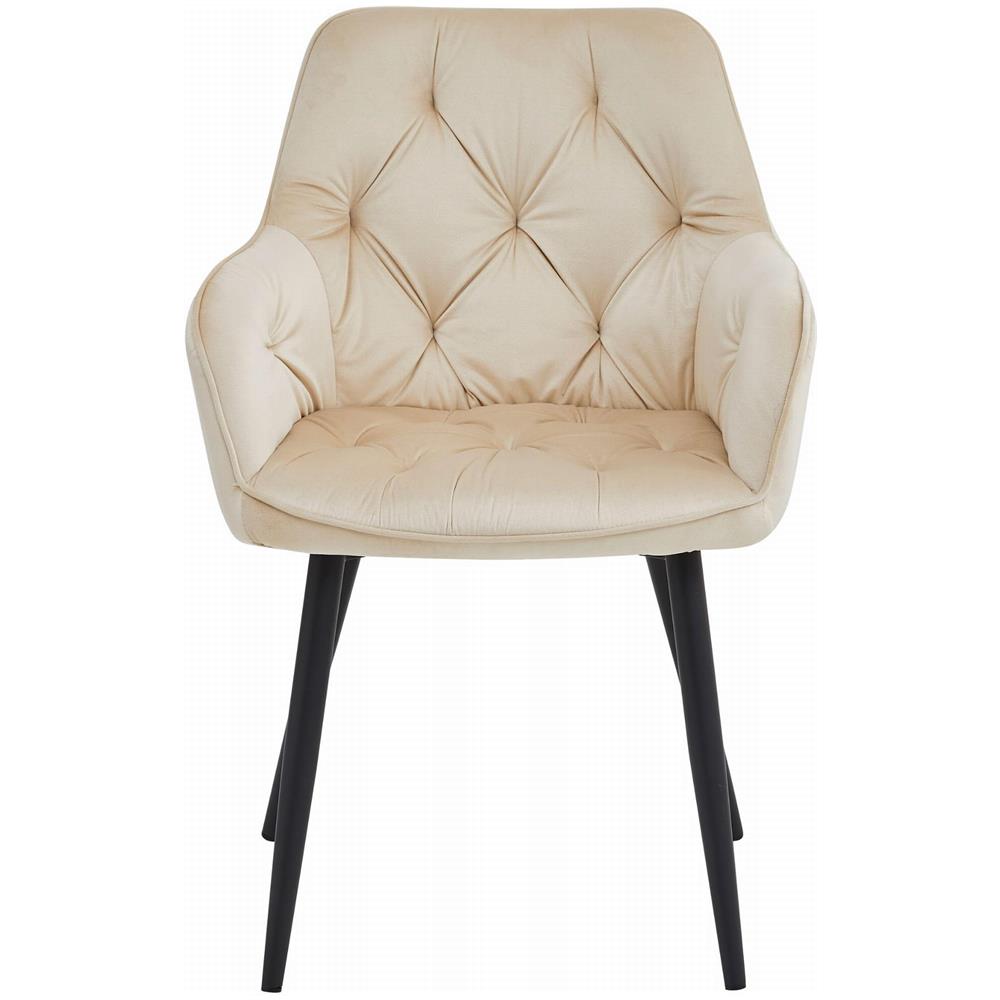 Sedia da pranzo LUKK - Velluto beige con gambe nere x1 - Foto 2