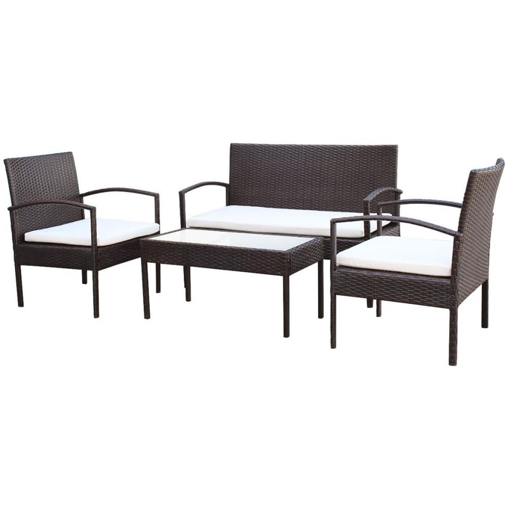 7 Pz Set Mobili Da Giardino In Polirattan Marrone - Foto 1
