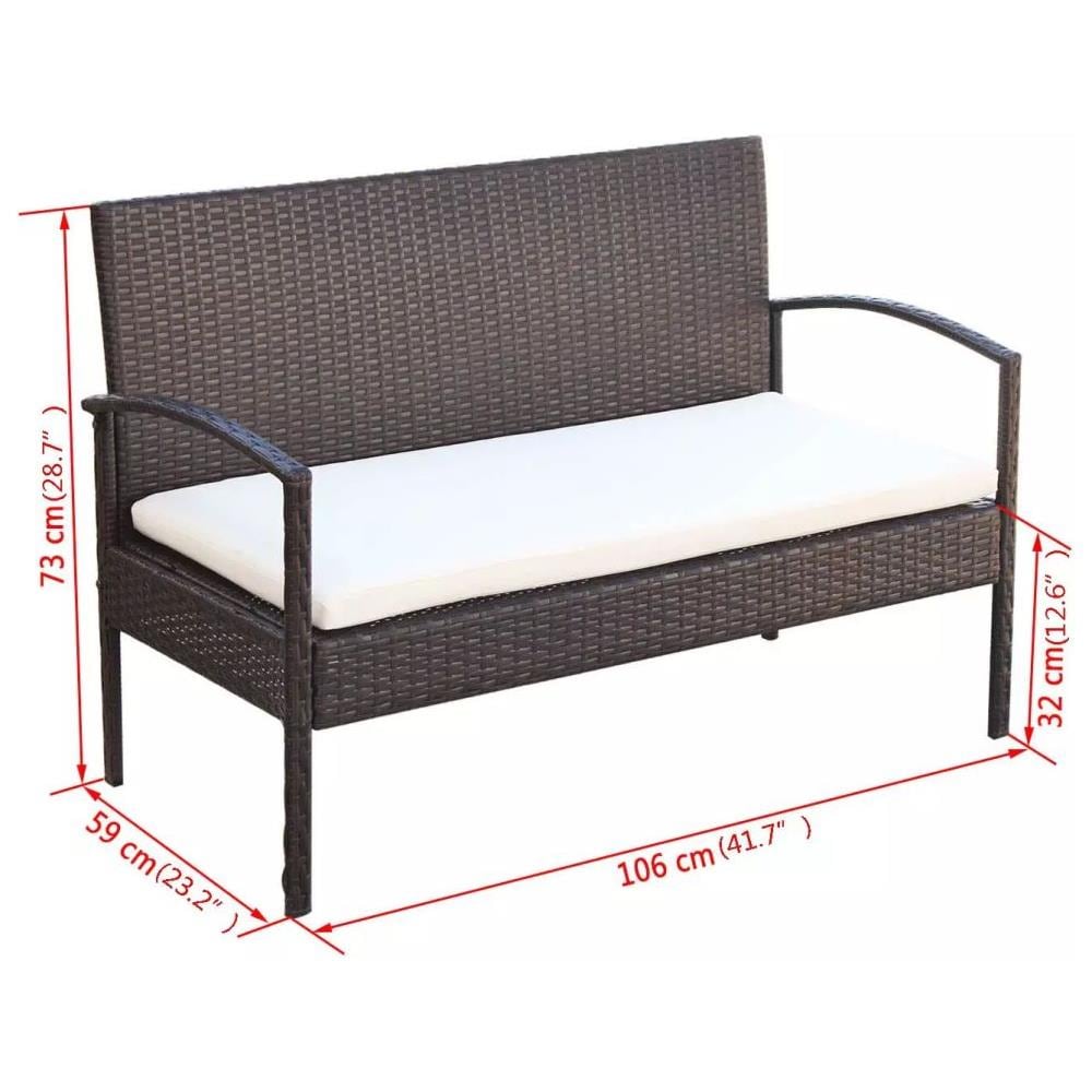7 Pz Set Mobili Da Giardino In Polirattan Marrone - Foto 6