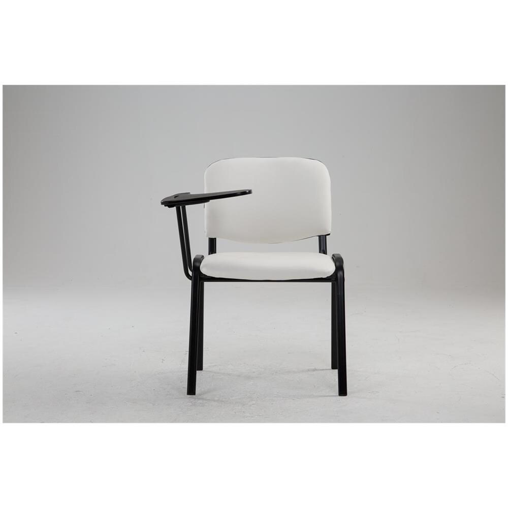 Sedia Visitatore Ken con Tavolino Richiudibile E Seduta in Similpelle I Sedia Ospite Imbottita Riunioni E Conferenze con Telaio in Metallo Bianco - Foto 2