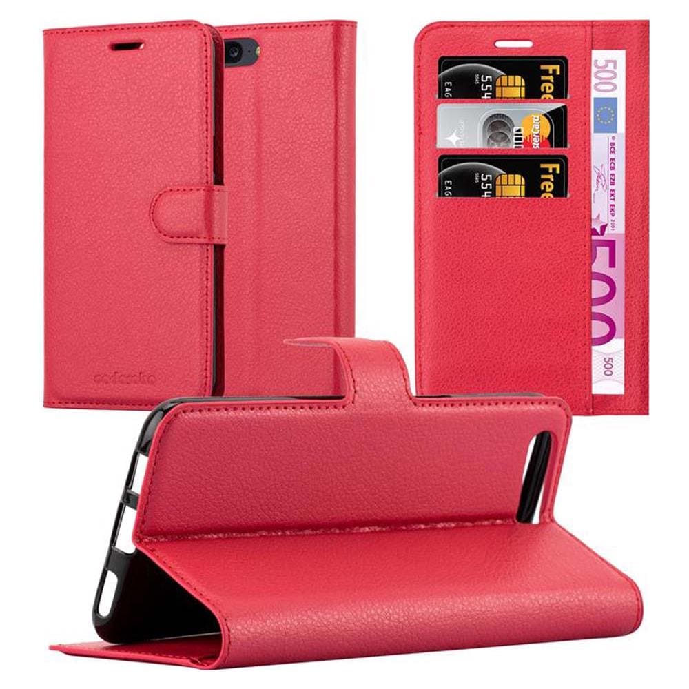 Custodia Compatibile Con Oneplus 5 In Rosso Carminio - Coperchio Protettiva Con Chiusura Magnetica, Funzione Stand E Tasca Per Le Carte - Foto 1