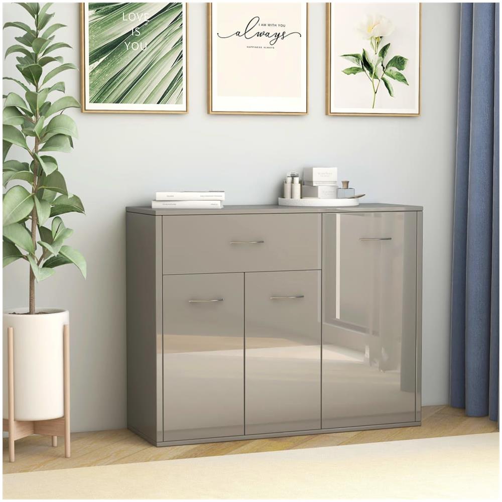 SKM Credenza Grigio Lucido 88x30x70 cm in Truciolato 