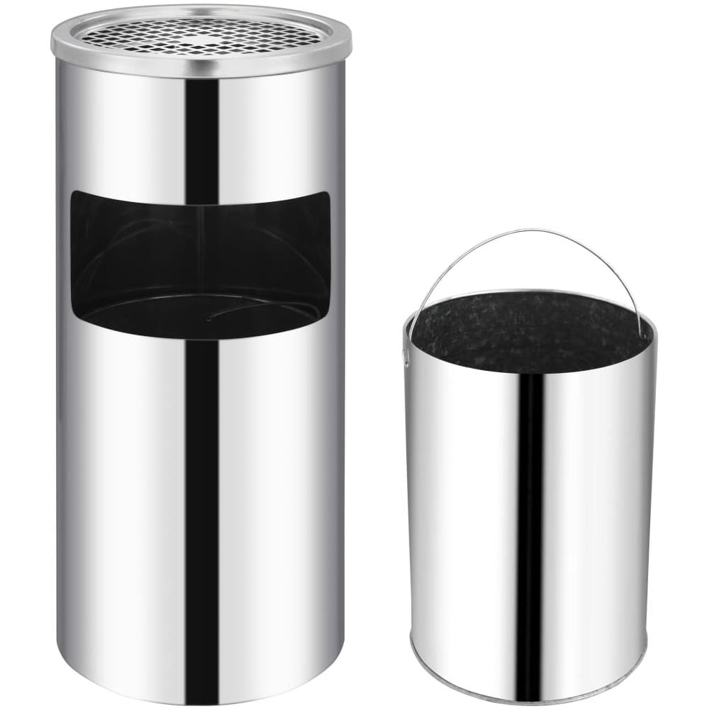 Pattumiera con Posacenere da Parete Acciaio Inox 26 L - Foto 2