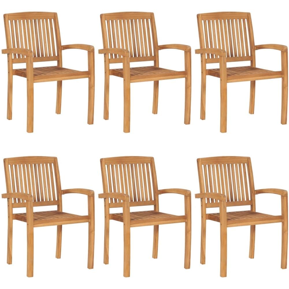 Sedie da Giardino Impilabili con Cuscini 6 pz Massello di Teak - Foto 2