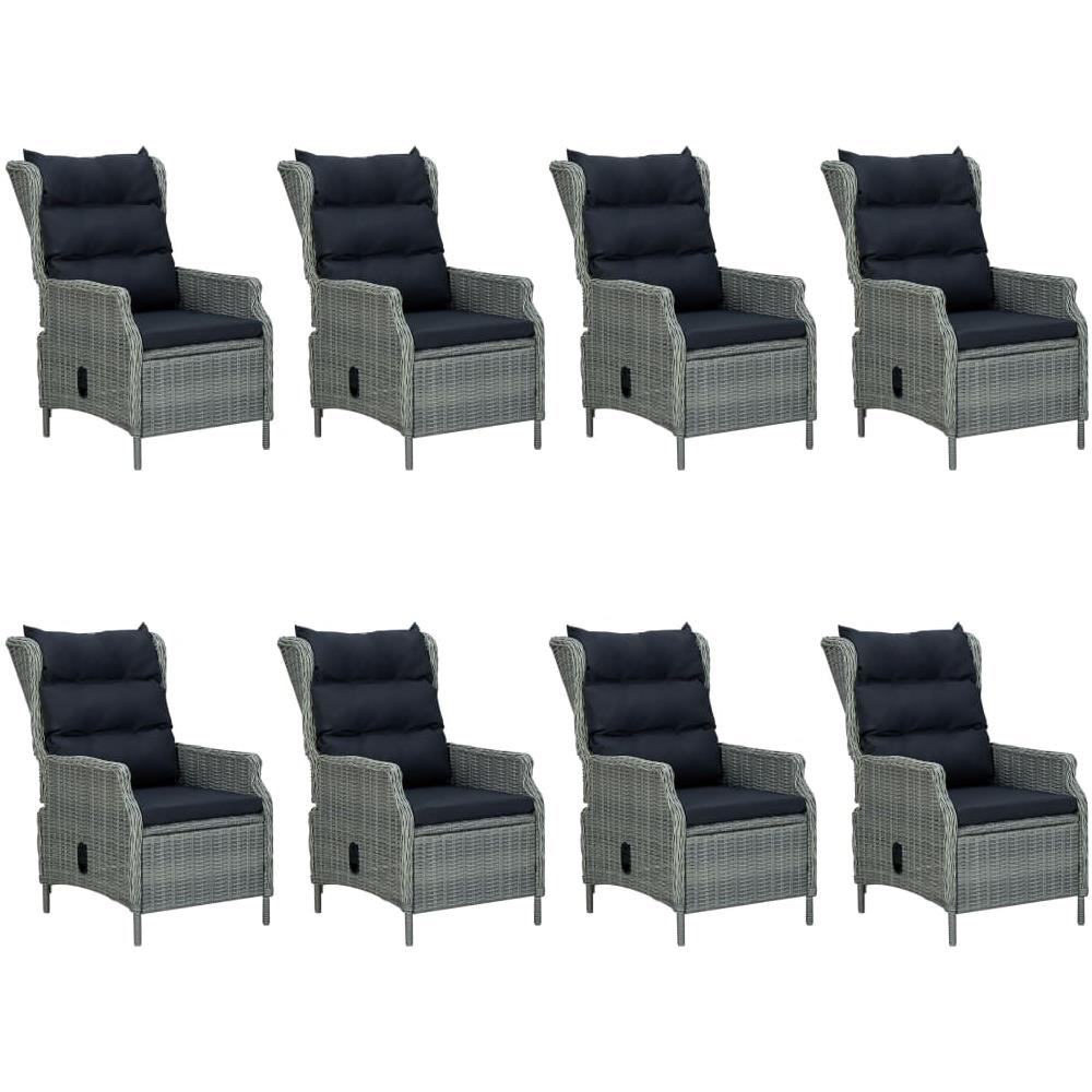 Set Pranzo da Giardino 9pz con Cuscini Polyrattan Grigio Chiaro - Foto 3