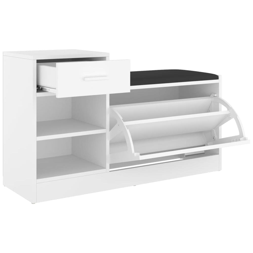 Panca Porta Scarpe Bianca 94,5x31x57 cm in Legno Multistrato - Foto 2