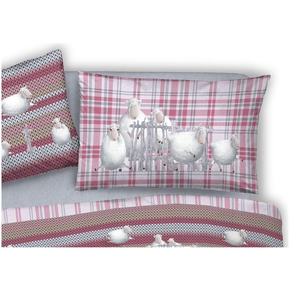 Copripiumino Sacco Piumone Pensieri Delicati 100% Cotone Disegno Pecorelle Matrimoniale Rosa - Foto 2