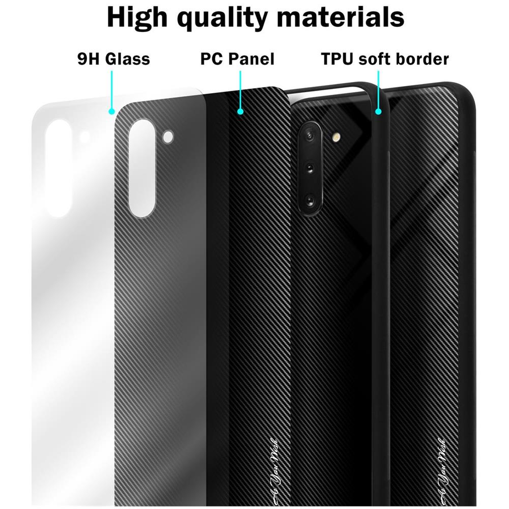 Custodia Compatibile Con Samsung Galaxy Note 10 - Ottica A Strisce In Opale Nero - Coperchio Protettivo In Vetro Temperato E Silicone Tpu - Foto 7