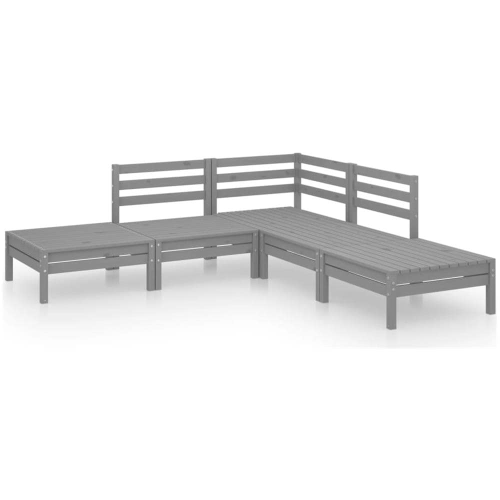 Set Salotto da Giardino 5 pz in Legno Massello di Pino Grigio - Foto 2