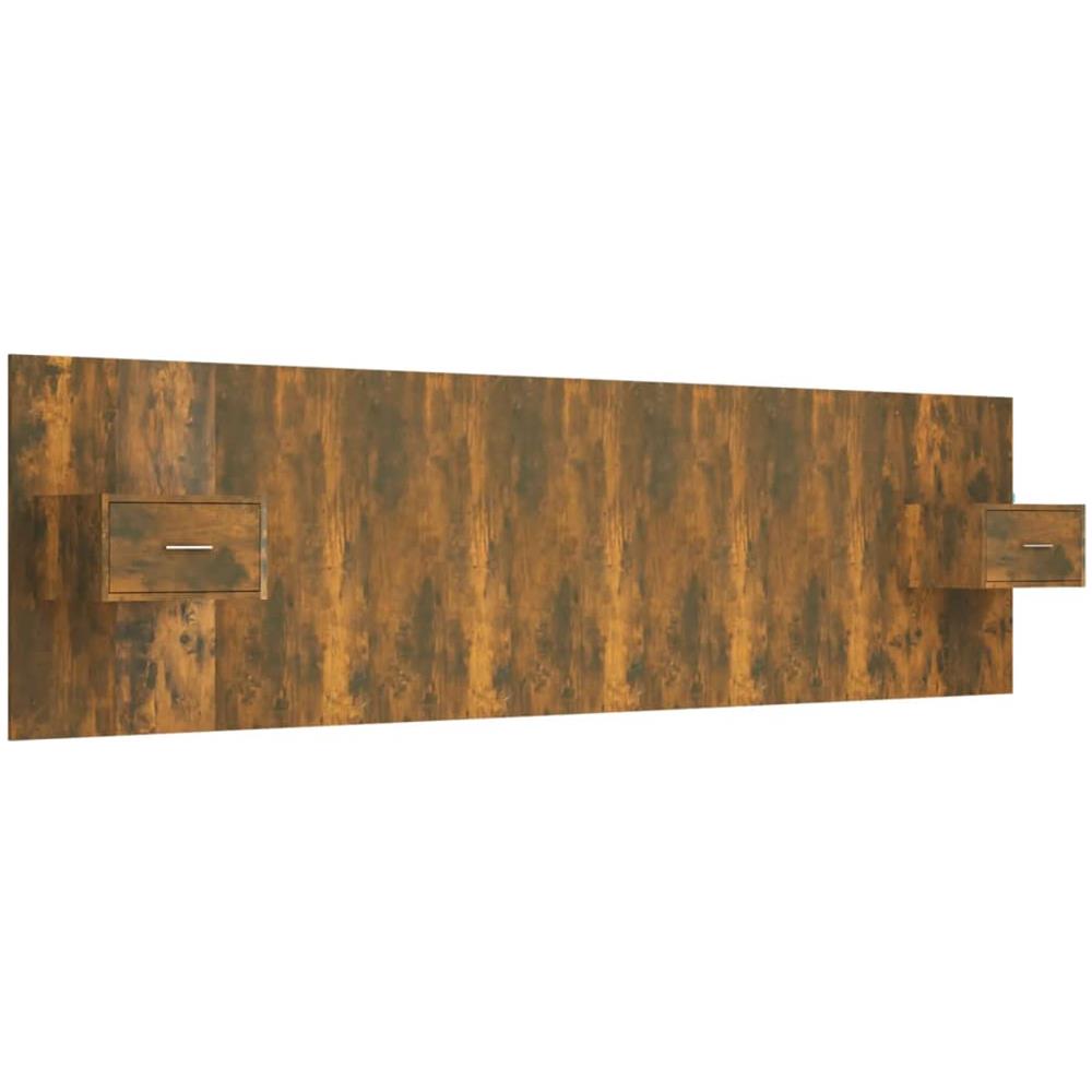 Testiera Letto Con Comodini In Legno Multistrato Rovere Fumo - Foto 2
