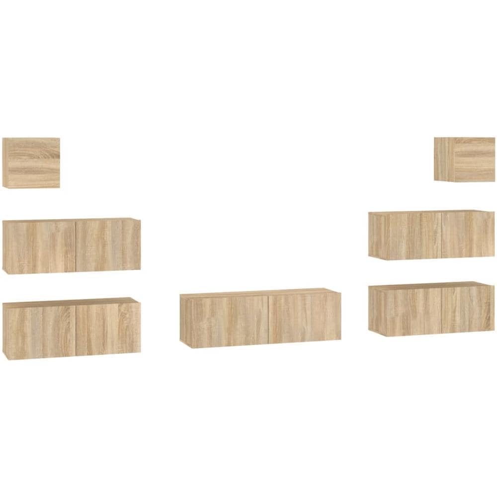 Set Di Mobili Porta Tv 7 Pz Rovere Sonoma In Legno Multistrato - Foto 2