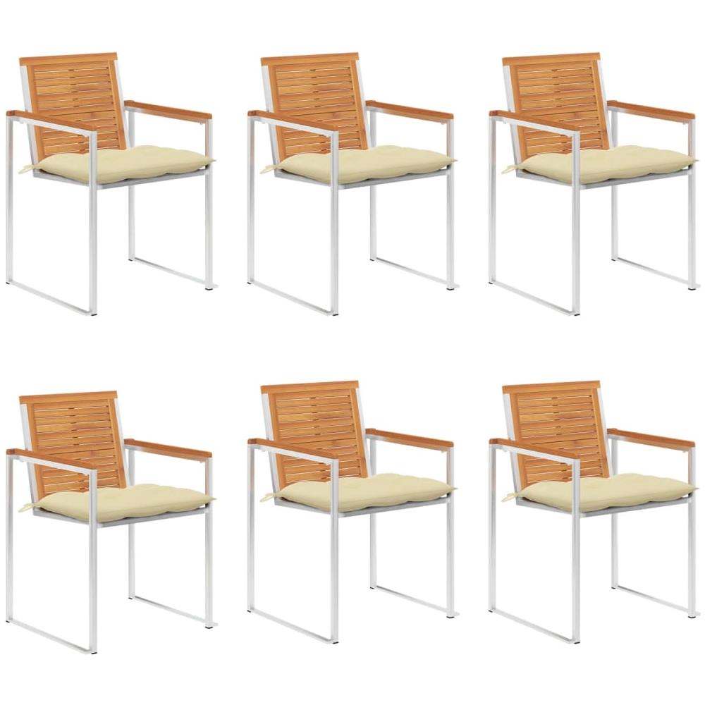 Sedie Da Giardino Con Cuscini 6 Pz In Legno Massello Di Acacia - Foto 1