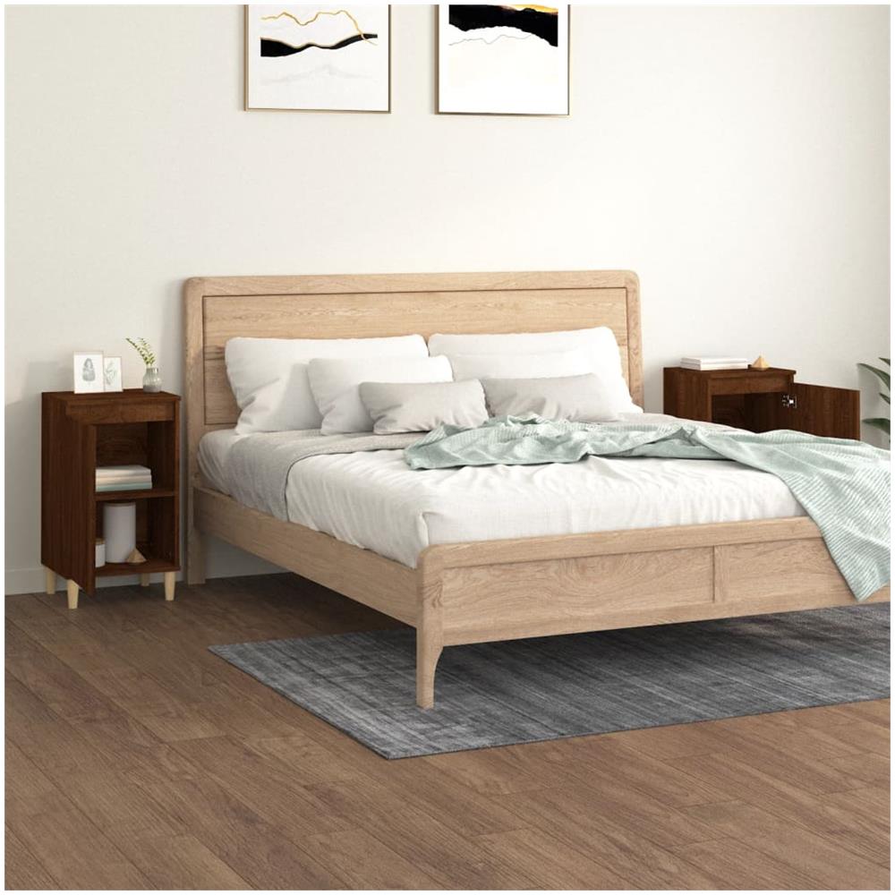 Comodini 2 Pz Rovere Marrone 40x35x70 Cm In Legno Multistrato - Foto 3