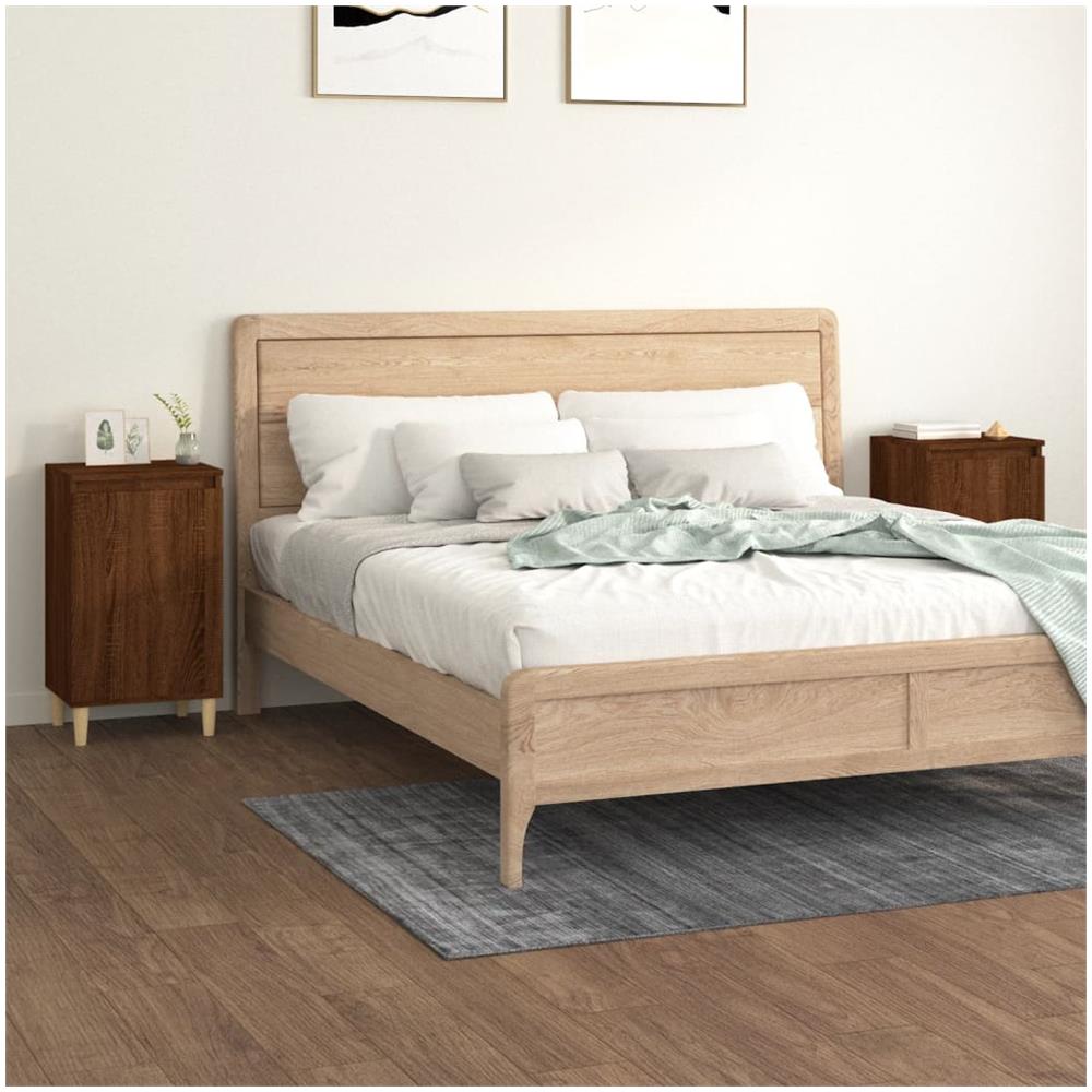 Comodini 2 Pz Rovere Marrone 40x35x70 Cm In Legno Multistrato - Foto 1