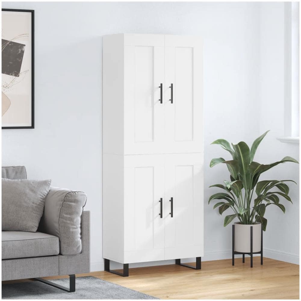 Credenza Bianca 69,5x34x180 Cm In Legno Multistrato - Foto 1