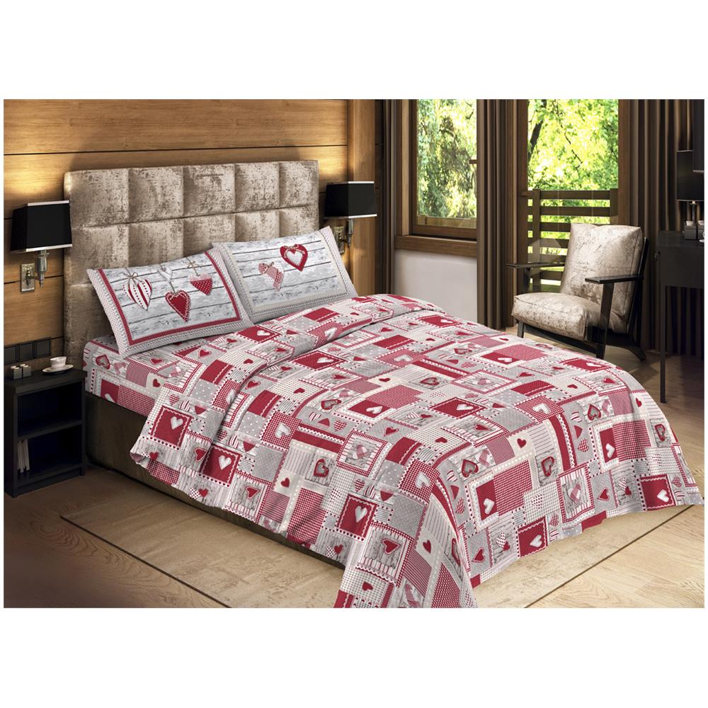 Completo Lenzuola Letto Camera In 100% Cotone Made Italy Vari Disegni Rp 1 Piazza Aprica Rosso - Foto 1