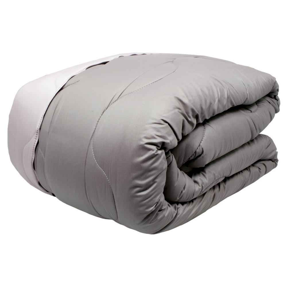 Trapunta Piumone Letto Invernale Imbottita 300gr Microfibra Double Face Bicolor 2 Piazze Grigio-grigio - Foto 2