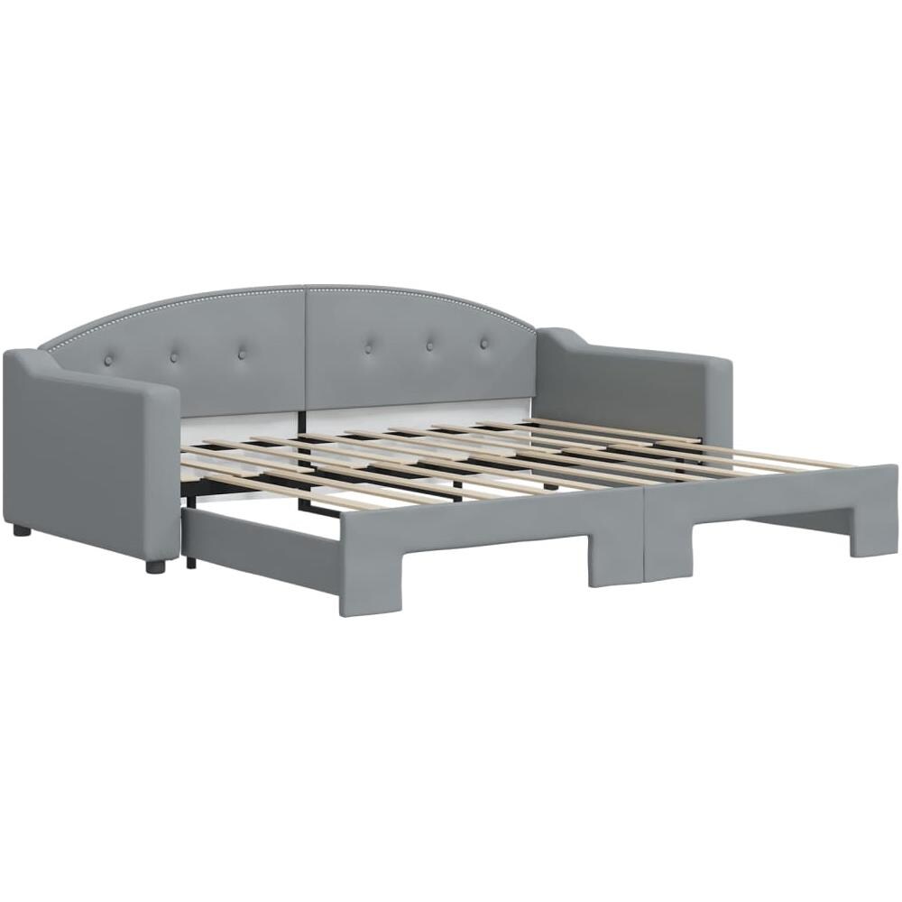 Divano Letto Con Letto Estraibile Grigio Chiaro 90x190 Tessuto - Foto 2