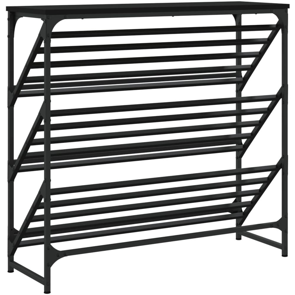 Scarpiera Nera 90x30x85 Cm In Legno Multistrato - Foto 9