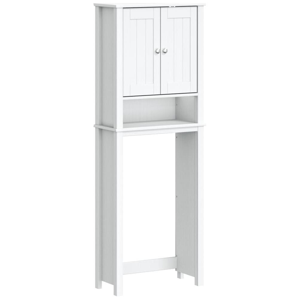 Portaoggetti Sopra Wc Berg Bianco 60x27x164,5 Cm Legno Massello - Foto 2