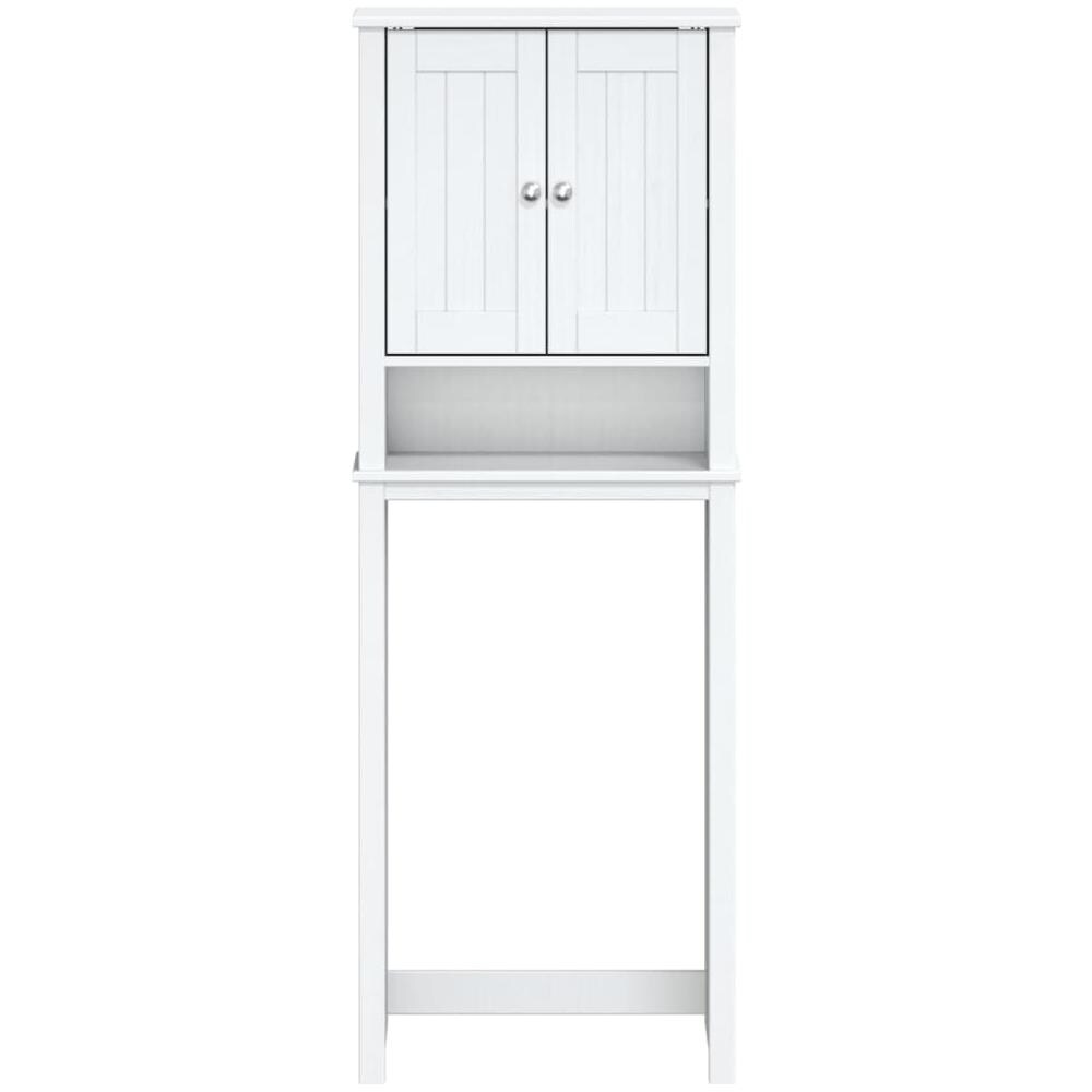 Portaoggetti Sopra Wc Berg Bianco 60x27x164,5 Cm Legno Massello - Foto 3