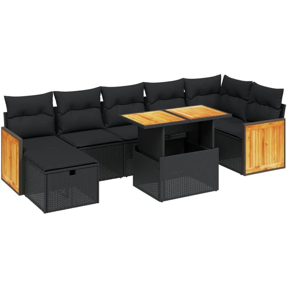Set Divani da Giardino con Cuscini 8 pz Nero in Polyrattan - Foto 1
