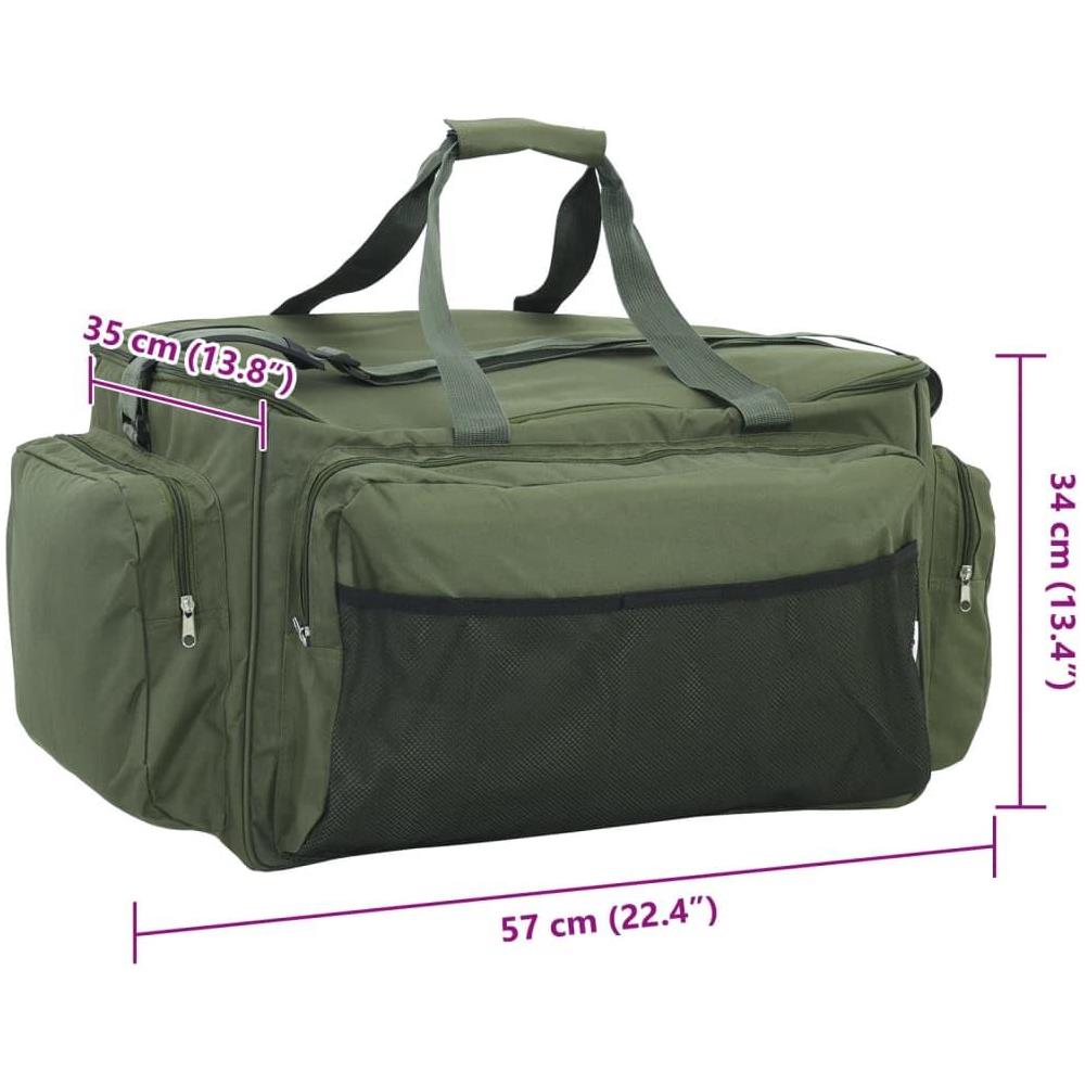 Borsa da Pesca Impermeabile Verde Scuro in Tessuto Oxford - Foto 9