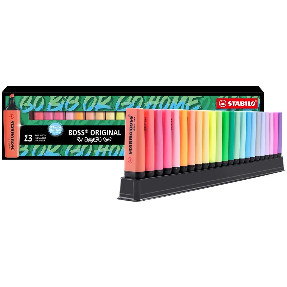 BOSS ORIGINAL - Evidenziatore - Desk-Set - Snooze One Edition - 23 Colori assortiti 9 Neon + 14 Pastel - Foto 1