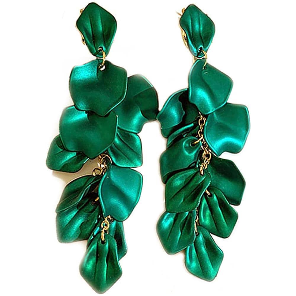 Orecchini Lunghi di Lusso a Petali di Rosa - Foto 1