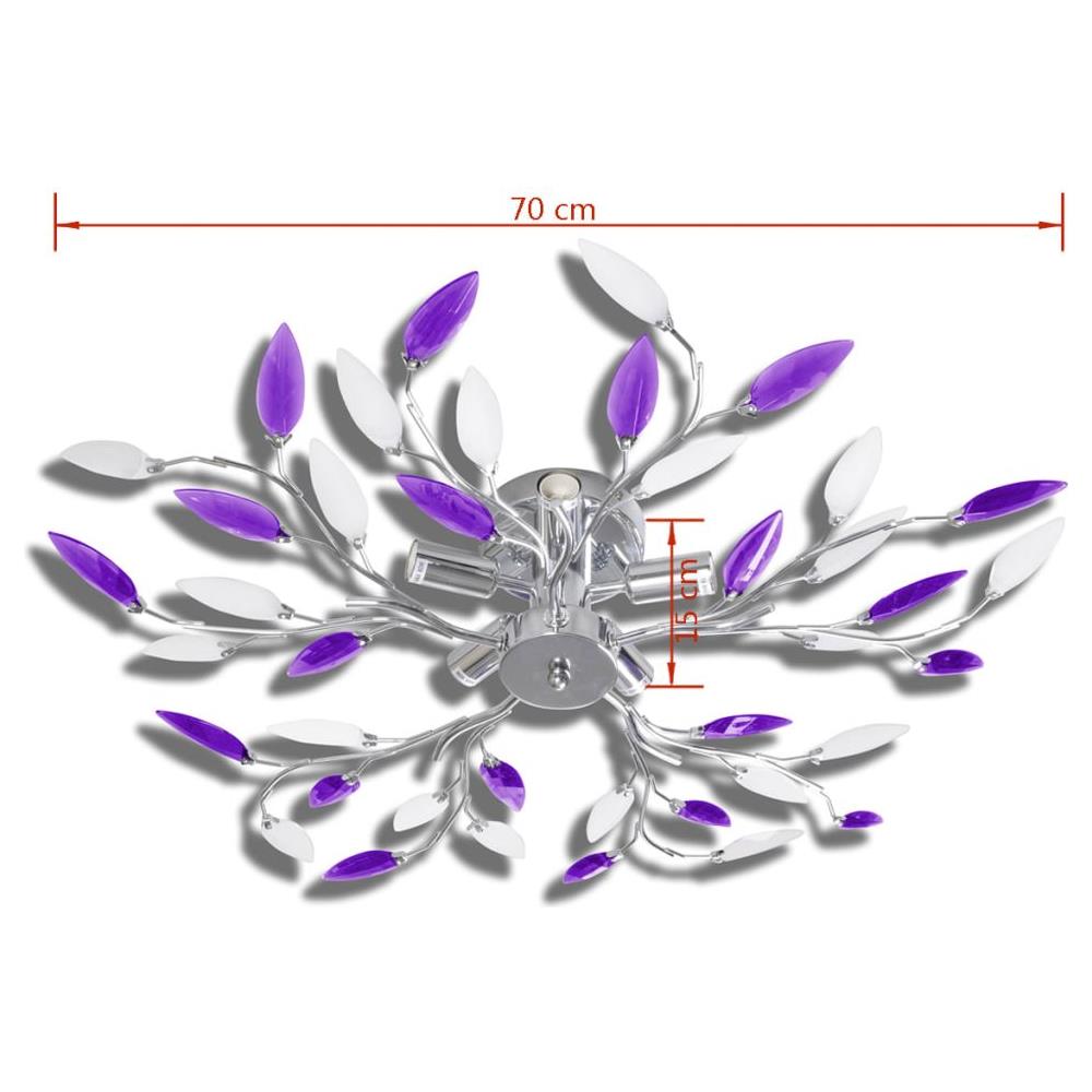 Lampada Da Soffitto Bianca E Viola Con Cristalli Acrilici 5 E14 - Foto 12