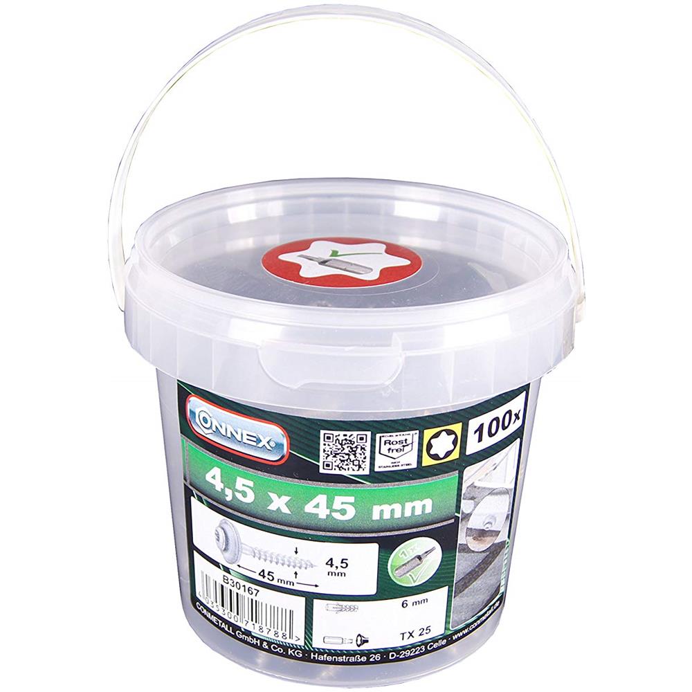 B30167 - Viti Torx Da Meccanico, 4,5 X 45 Mm, Con Anelli Di Guarnizione, In Acciaio Inox, A2, 100 Pz, Con Una Punta - Foto 2